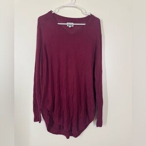 Mud Pie Maroon / Wine Color Long Sleeve Top Lightweight Knit Sweater Size Small